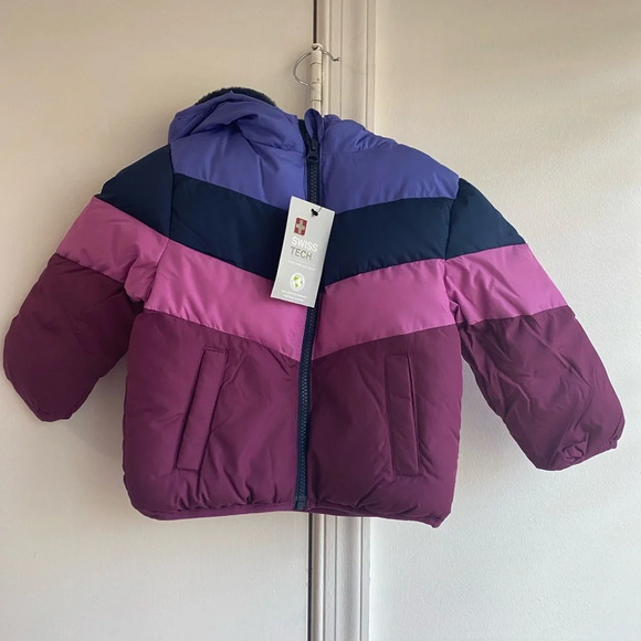 Swiss Tech Purple Puffer Jacket lined size 18 months - Picture 1 of 7